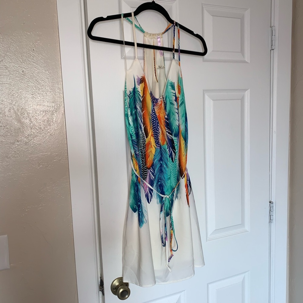 Yahada feather print dress
